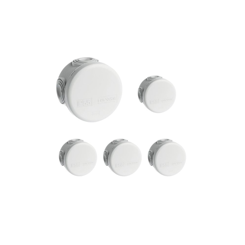 Lot de 5 Boîtes de dérivation étanches IP55 rondes diamètre 60x40mm 960° EUR'OHM 50001