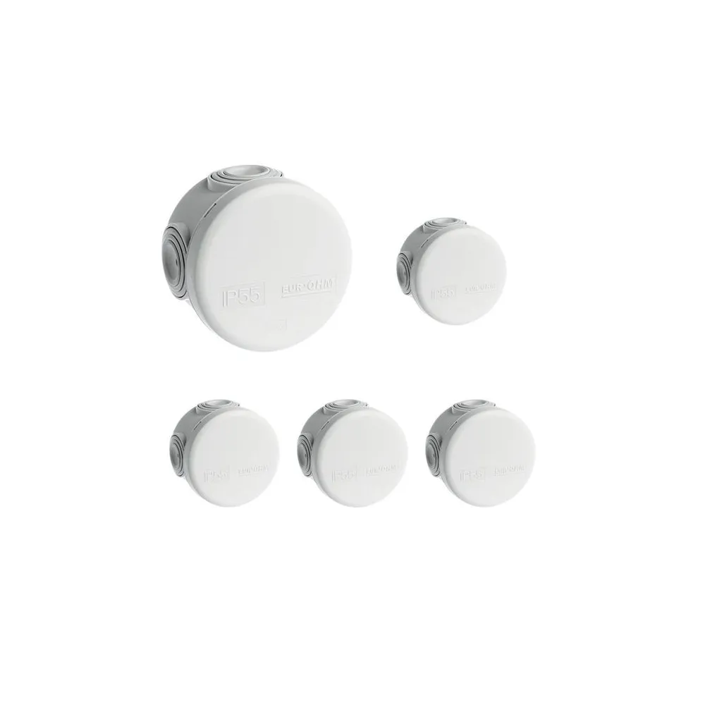 Lot de 5 Boîtes de dérivation étanches IP55 rondes diamètre 60x40mm 960° EUR'OHM 50001