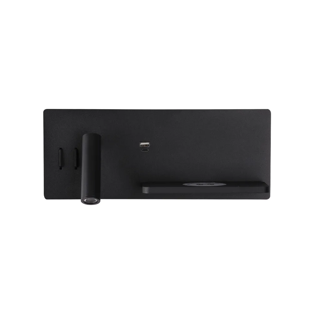 Wandleuchte ZAMBELIS Lesen 3W+6W Direkt/Indirekt 3-in-1 DESIGN Mattschwarz 25183