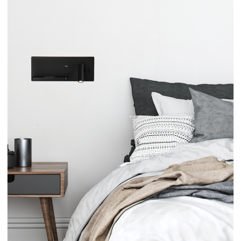 Wandlamp ZAMBELIS Lezen 3W+6W Direct/Indirect 3-in-1 DESIGN Mat Zwart 25183