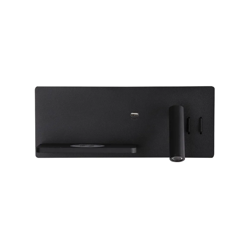 Wandleuchte ZAMBELIS Lesen 3W+6W Direkt/Indirekt 3-in-1 DESIGN Mattschwarz 25184