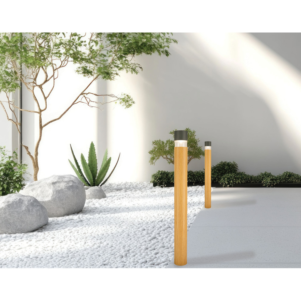 Borne Extérieure ZAMBELIS H600 8W IP65 DESIGN Bois et Graphite E424 FS