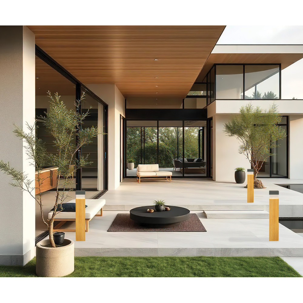 Außenpoller ZAMBELIS H600 15W IP65 DESIGN Holz und Graphit E426 FS
