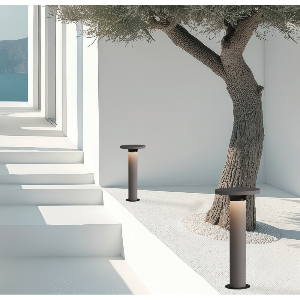 Borne Extérieure ZAMBELIS H600 11W IP65 DESIGN Noir et Béton E476 FS