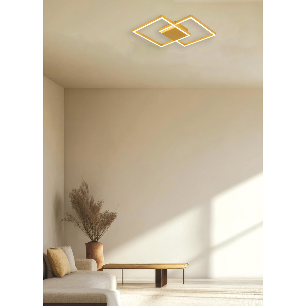 Plafonnier ZAMBELIS 28W Dimmable DESIGN Or Brossé Mat 2028