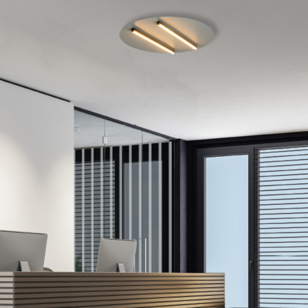 Deckenleuchte ZAMBELIS D400 28W Dimmbar DESIGN Sandgrau und Mattschwarz 2568 FS
