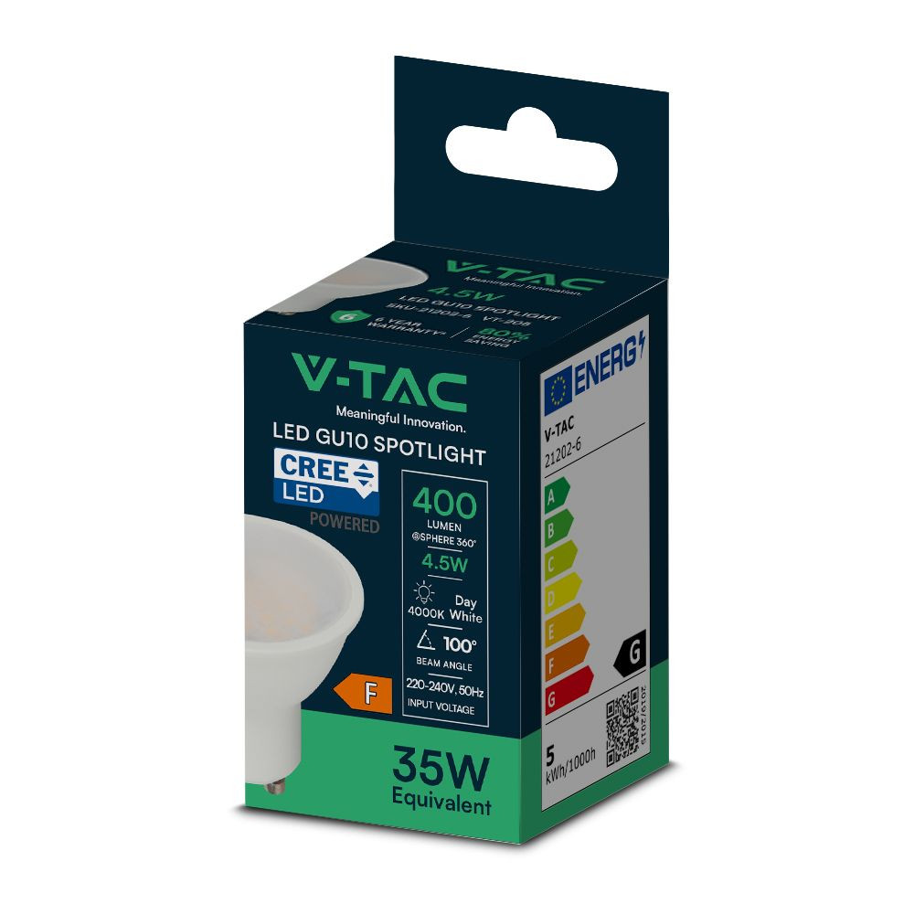 LED-Spot GU10 V-TAC 4,5W 100° CREE Chip START VT-205 PACK 50