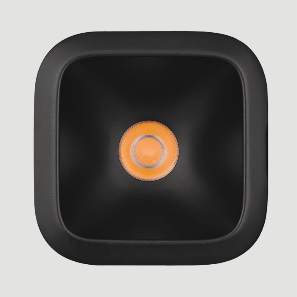 DownRay Carré ZAMBELIS 7W IP54 DESIGN Noir Sablé Sans Driver S349