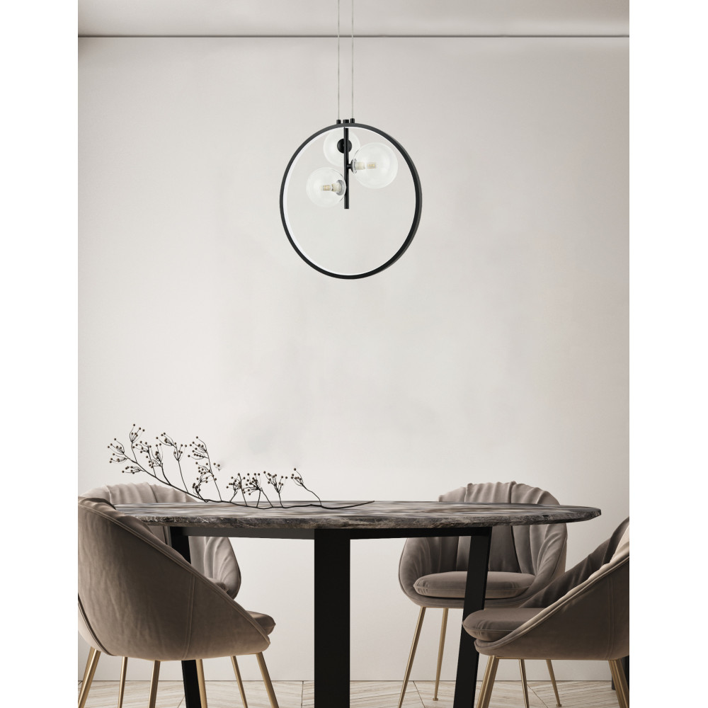 Suspension ZAMBELIS D400 20W+3xG9 DESIGN Noir Sablé Sans Source 22064 FS