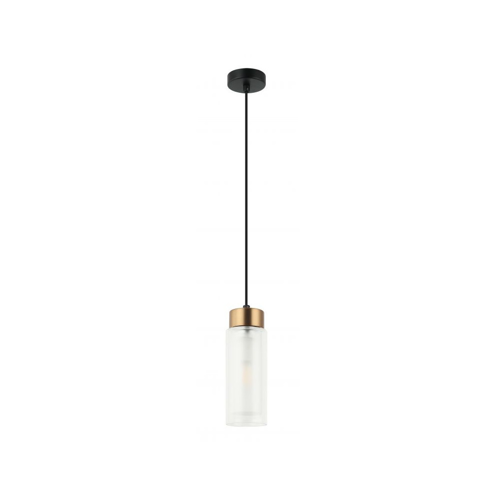Suspension ZAMBELIS D80 E14 DESIGN Noir Sablé et Laiton Sans Source 22137