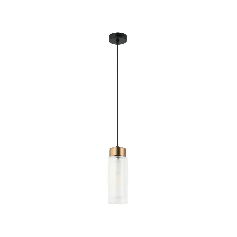 Suspension ZAMBELIS D80 E14 DESIGN Noir Sablé et Laiton Sans Source 22137