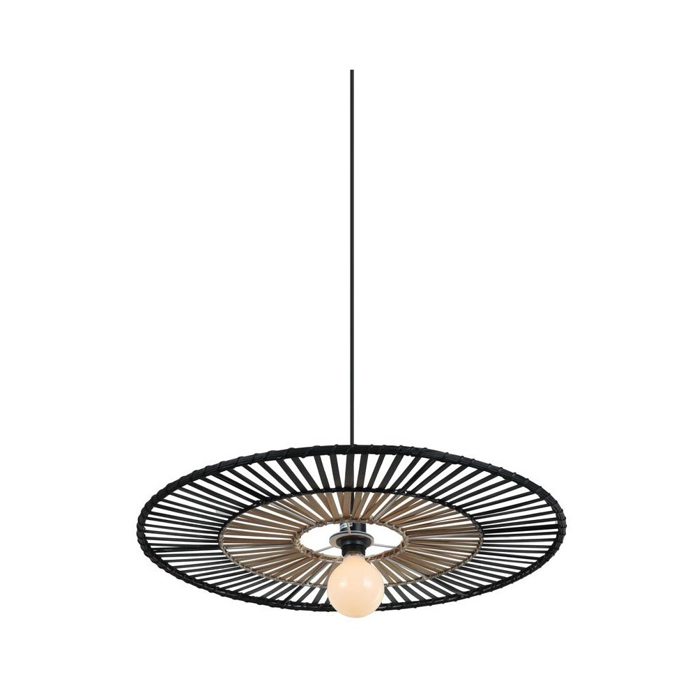 Pendant Light ZAMBELIS D600 E27 DESIGN Black and Bamboo Without Source 19104