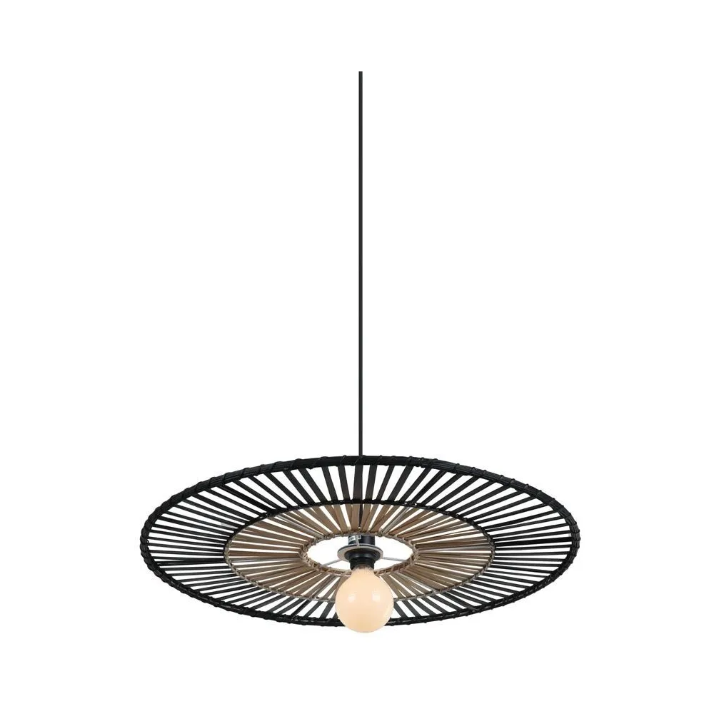 Pendelleuchte ZAMBELIS D600 E27 DESIGN Schwarz und Bambus Ohne Leuchtmittel 19104