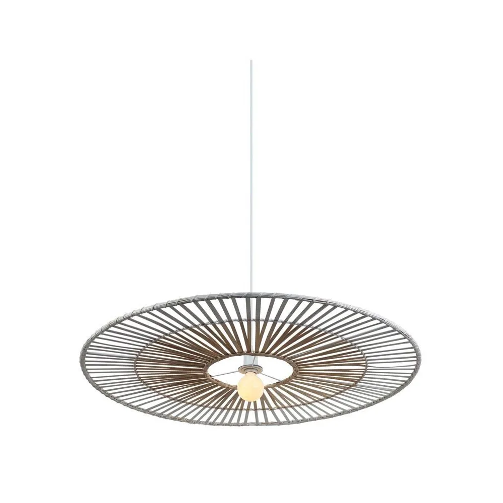 Suspension ZAMBELIS D800 E27 DESIGN Blanc et Bambou Sans Source 19106