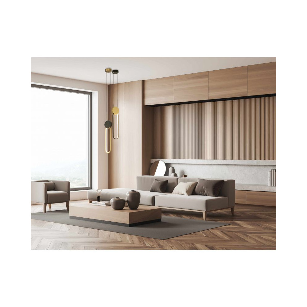 Pendelleuchte ZAMBELIS D100 13W Dimmbar DESIGN Mattschwarz und Gold 23101