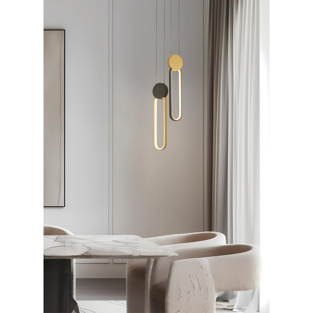 Pendant Light ZAMBELIS D100 13W Dimmable DESIGN Matte Black and Gold 23101