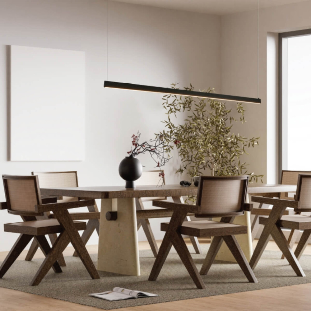 Pendelleuchte ZAMBELIS 202cm 42W Dimmbar DESIGN Sandgestrahlt Schwarz 2558