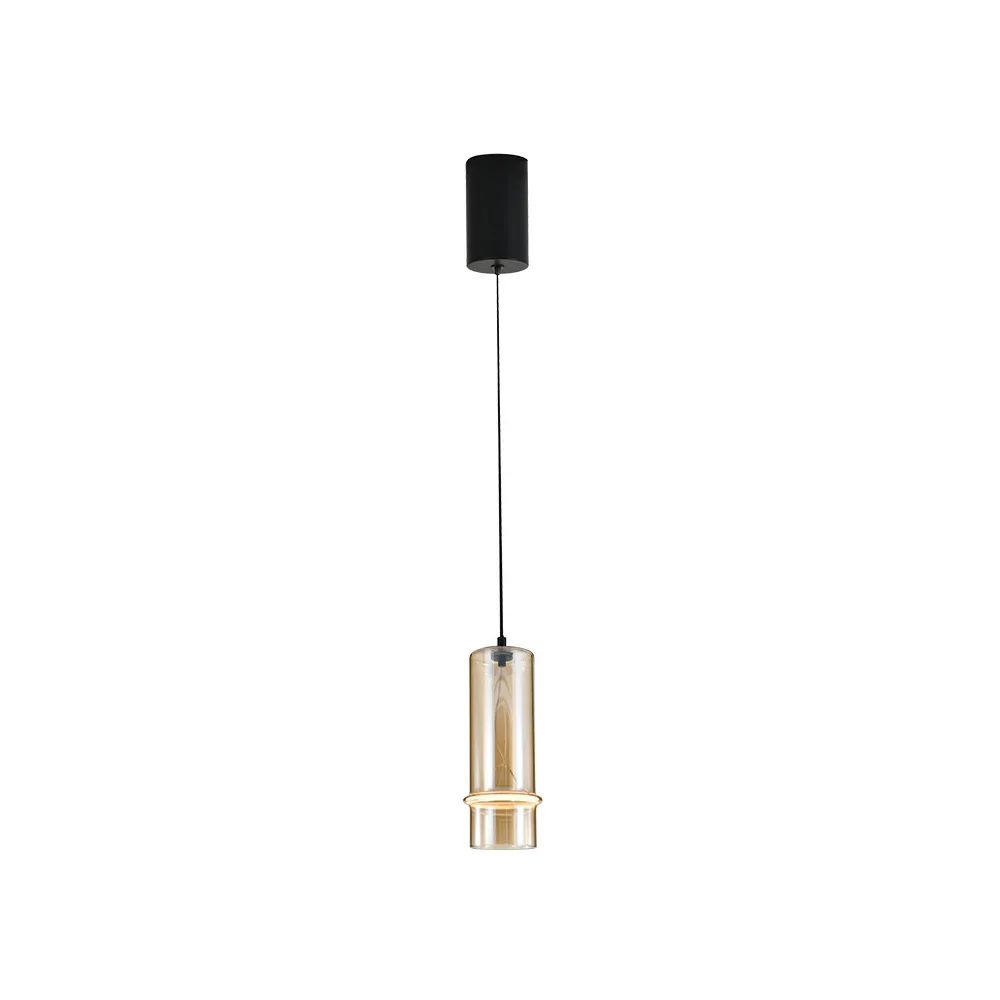 Pendelleuchte ZAMBELIS D110 6W Dimmbar DESIGN Champagner und Mattschwarz 2532