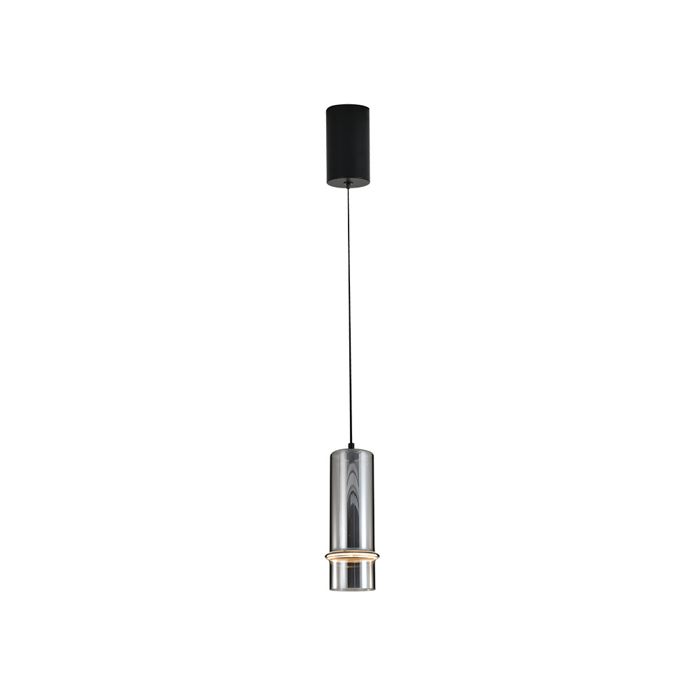 Hanglamp ZAMBELIS D110 6W Dimbaar DESIGN Zwart Gerookt Glas en Mat Zwart 2533