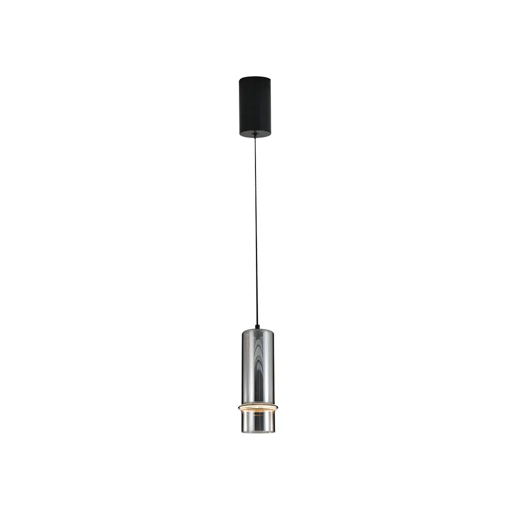 Pendelleuchte ZAMBELIS D110 6W Dimmbar DESIGN Schwarz Rauchglas und Mattschwarz 2533