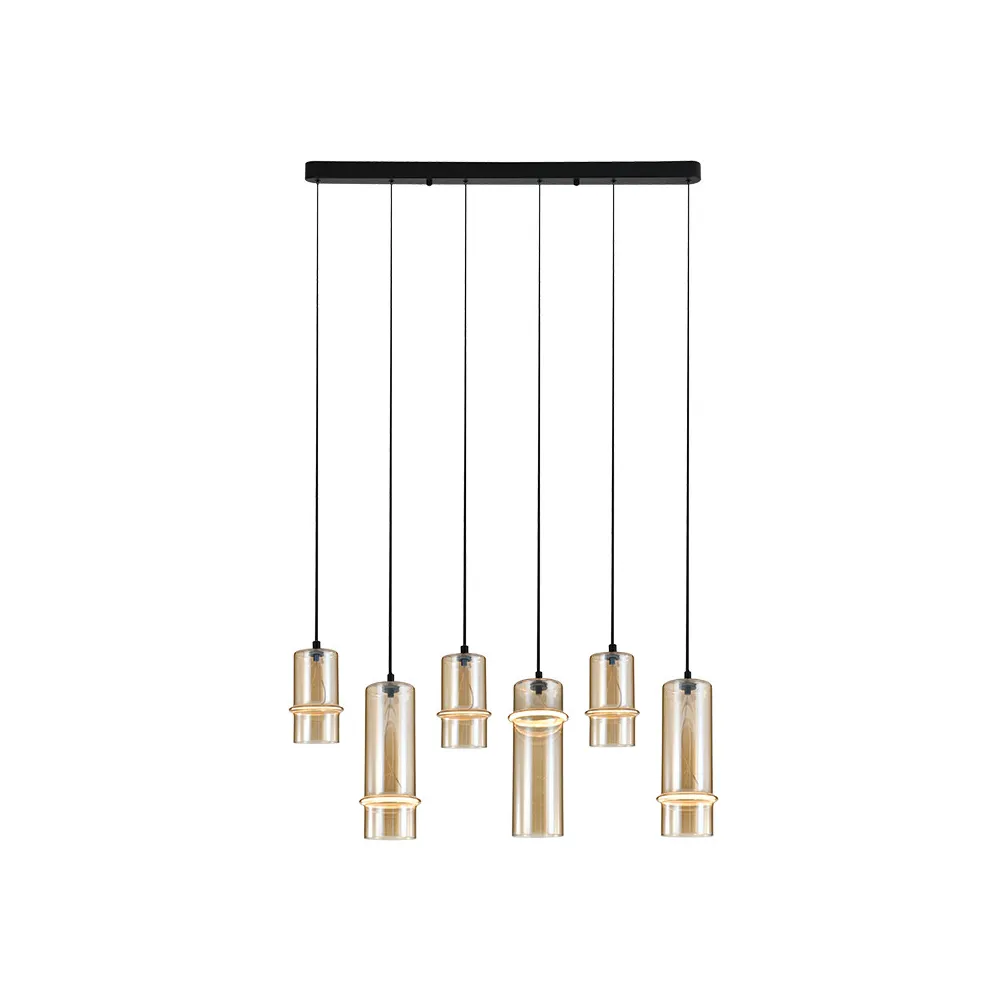 Pendelleuchte ZAMBELIS 26W Dimmbar DESIGN Champagner und Mattschwarz 2536 FS