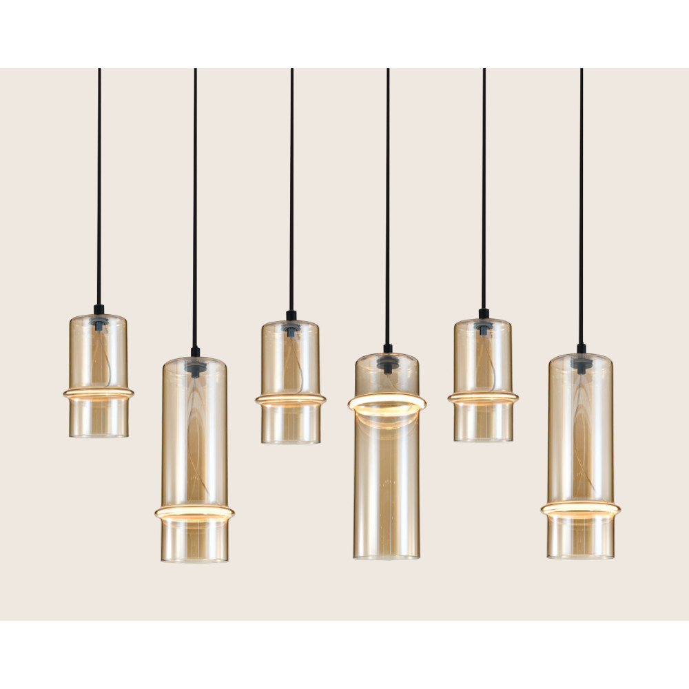 Pendant Light ZAMBELIS 26W Dimmable DESIGN Champagne and Matte Black 2536 FS