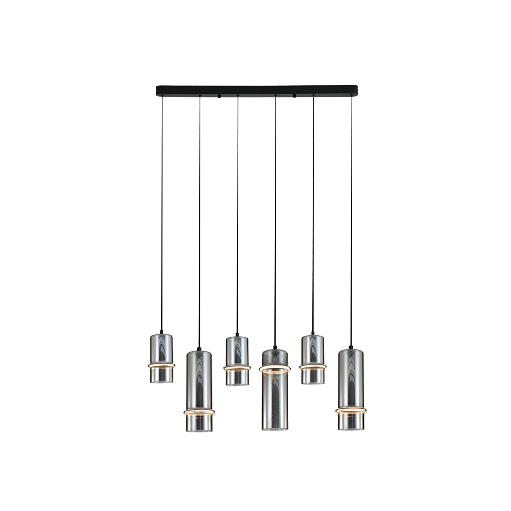 Hanglamp ZAMBELIS 26W Dimbaar DESIGN Gerookt Glas en Mat Zwart 2537 FS