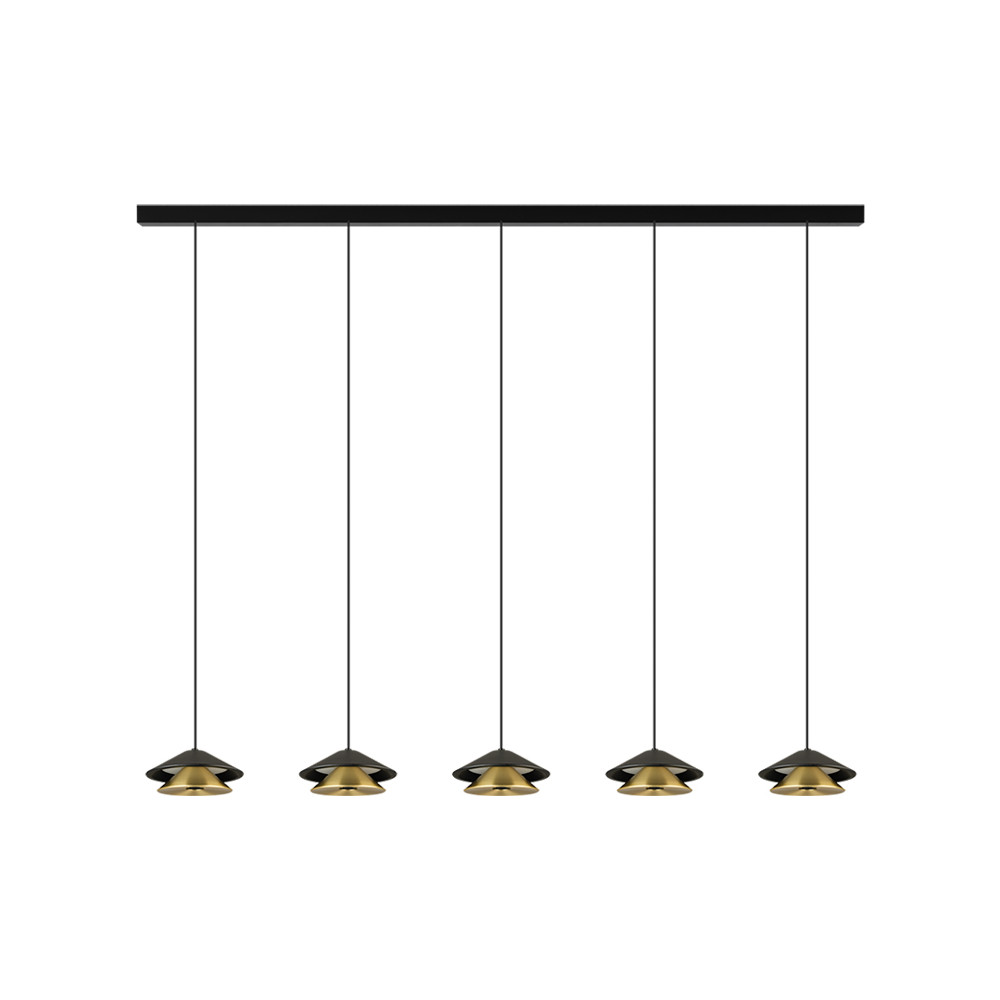 Suspension ZAMBELIS 5x9W DESIGN Noir Sablé et Or Brossé 25452