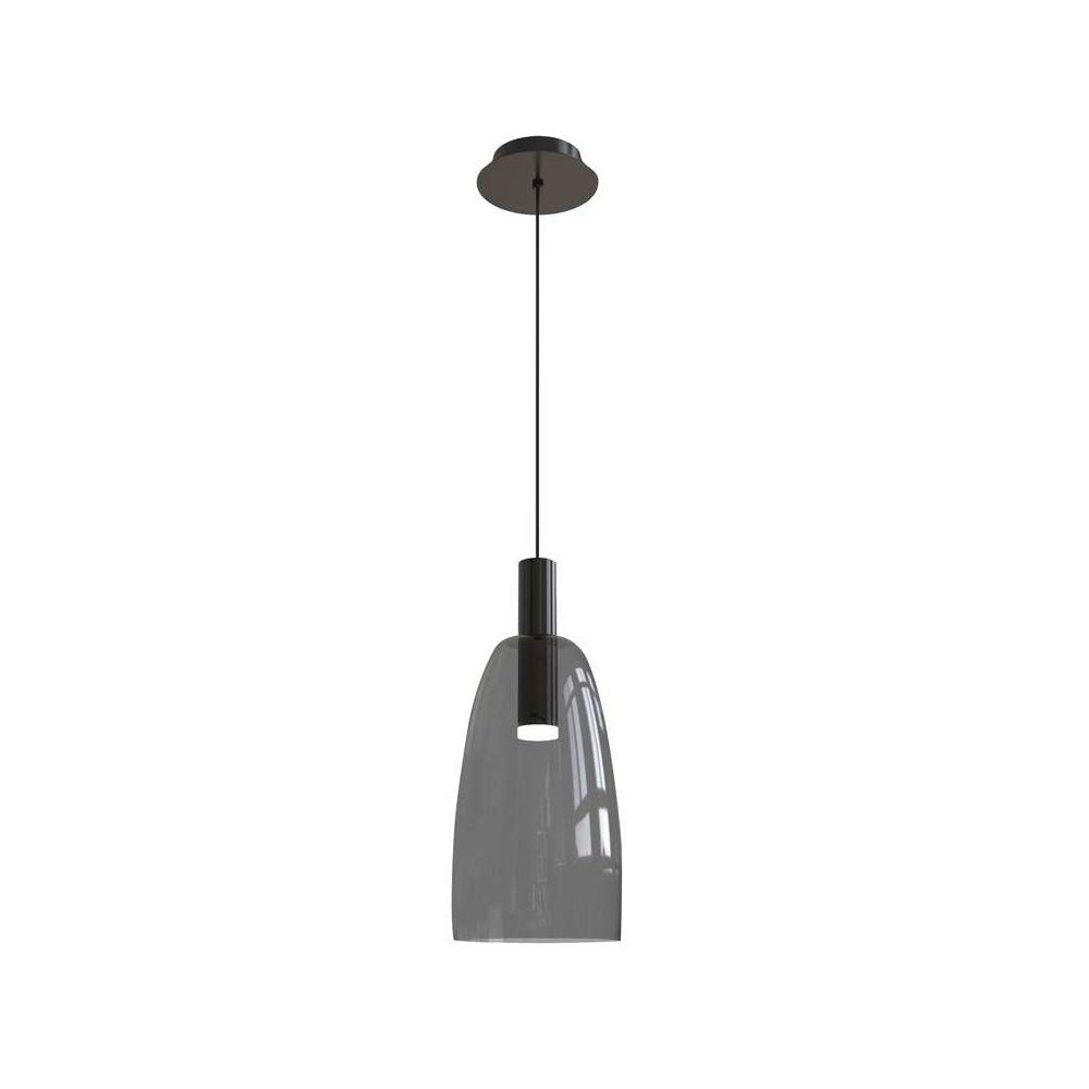 Suspension ZAMBELIS D140 7W DESIGN Verre Fumé et Noir Sablé 1965
