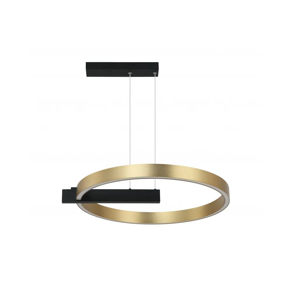 Suspension ZAMBELIS D600 41W Dimmable DESIGN Noir Sablé et Doré Mat 22011