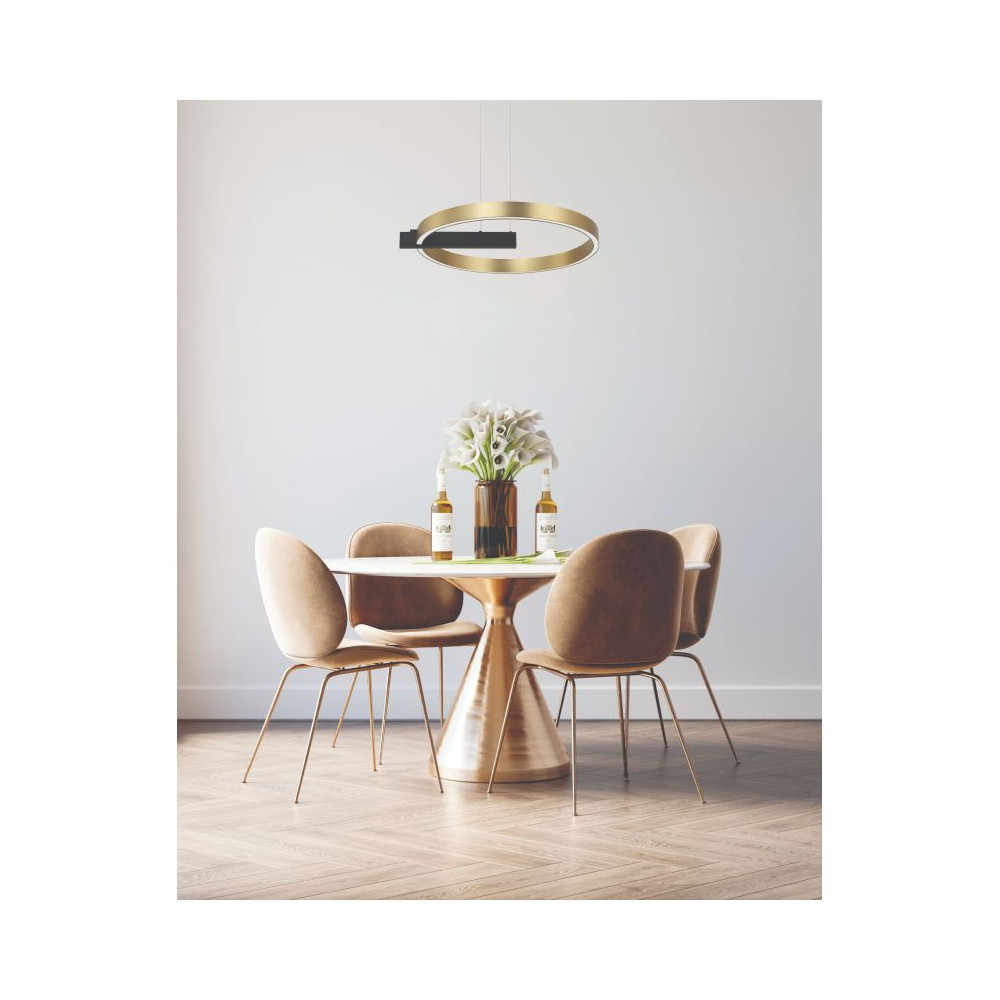 Suspension ZAMBELIS D600 41W Dimmable DESIGN Noir Sablé et Doré Mat 22011