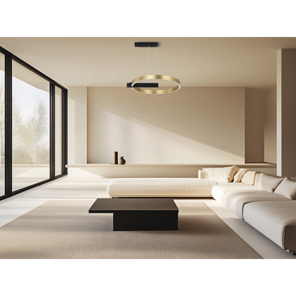 Suspension ZAMBELIS D600 41W Dimmable DESIGN Noir Sablé et Doré Mat 22011