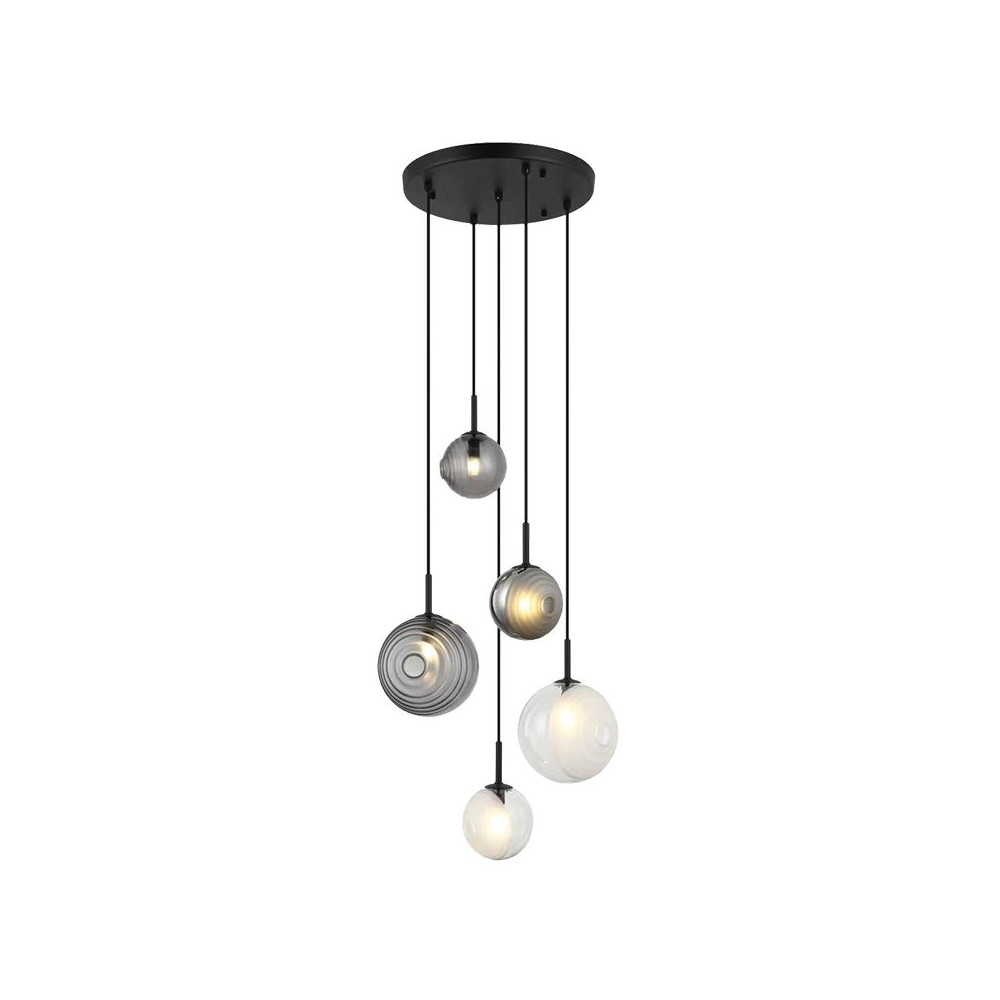 Suspension ZAMBELIS D450 5xG9 DESIGN Blanc Fumé et Verre Glacé Sans source 23057