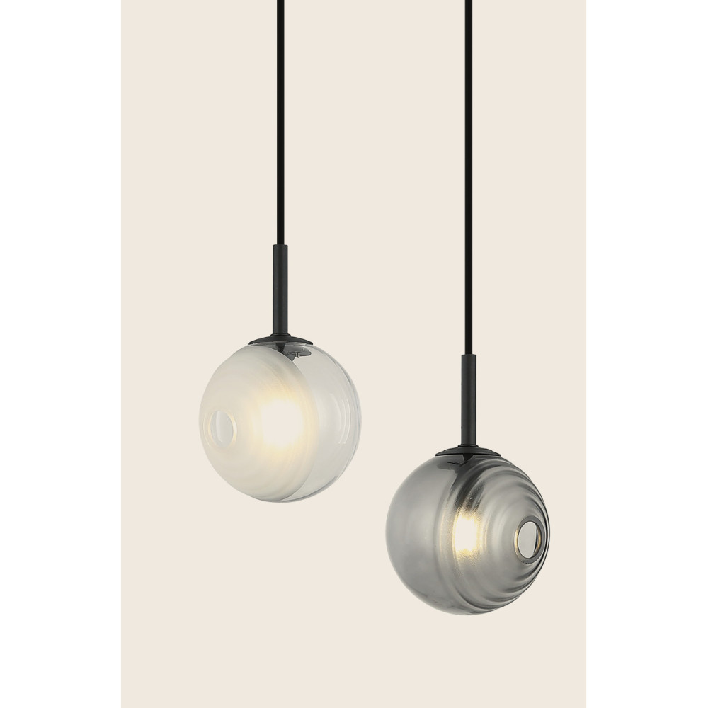 Suspension ZAMBELIS D450 5xG9 DESIGN Blanc Fumé et Verre Glacé Sans source 23057