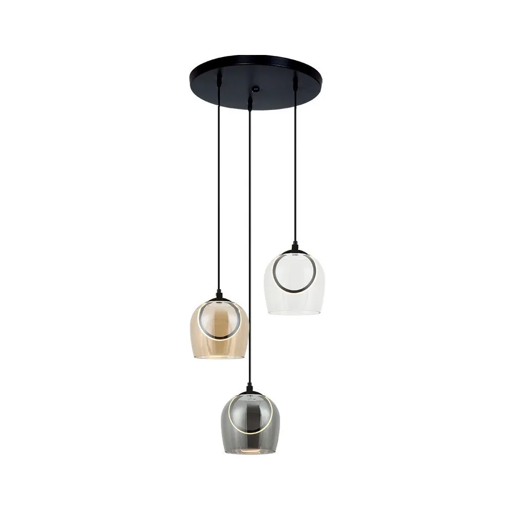 Pendelleuchte ZAMBELIS D440 18W DESIGN Schwarz und Champagner 23081