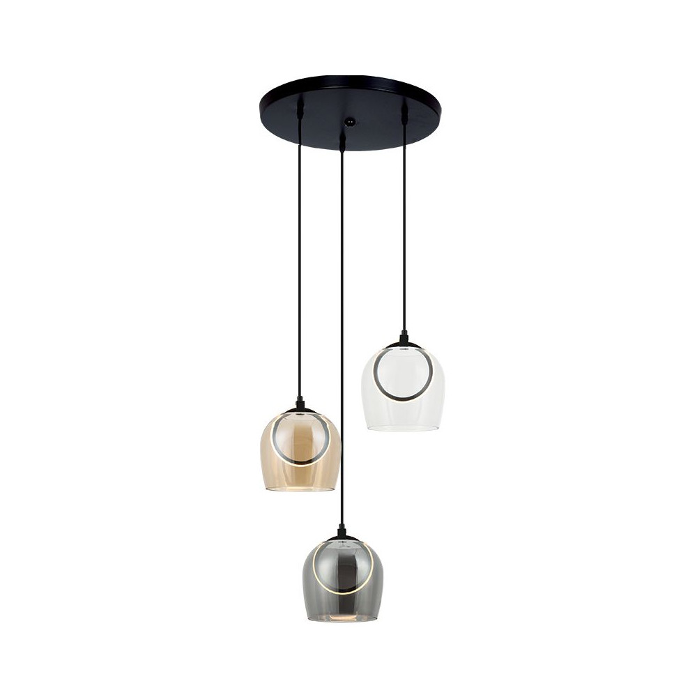 Suspension ZAMBELIS D380 18W DESIGN Noir Fumé et Champagne 23081