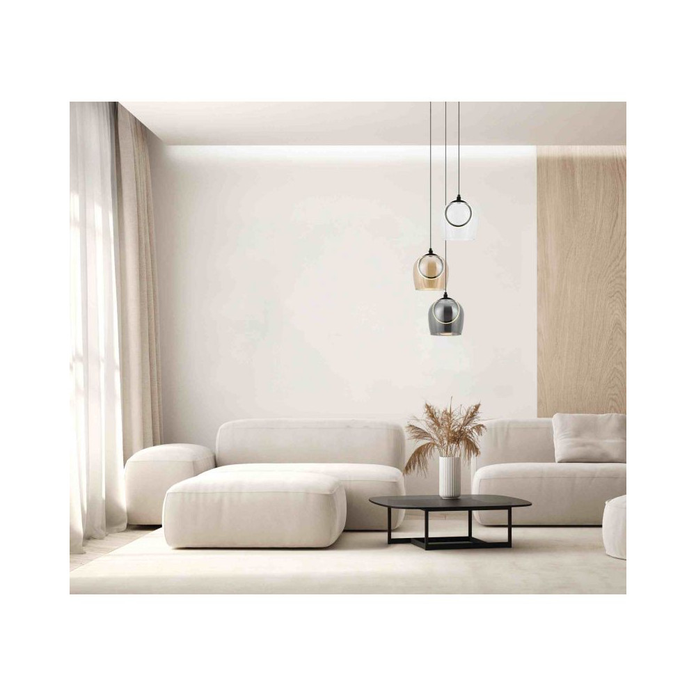 Suspension ZAMBELIS D380 18W DESIGN Noir Fumé et Champagne 23081