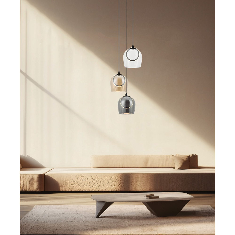 Pendelleuchte ZAMBELIS D440 18W DESIGN Schwarz und Champagner 23081