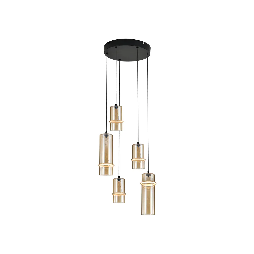 Suspension ZAMBELIS D300 20W Dimmable DESIGN Champagne et Noir Sablé 2534