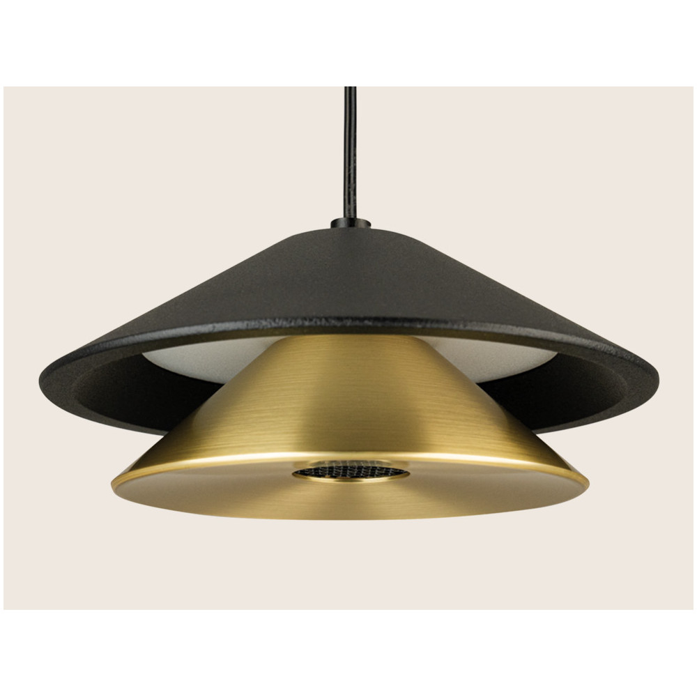 Pendelleuchte ZAMBELIS D130 9W DESIGN Schwarz Sandgestrahlt und Gold Gebürstet 25347