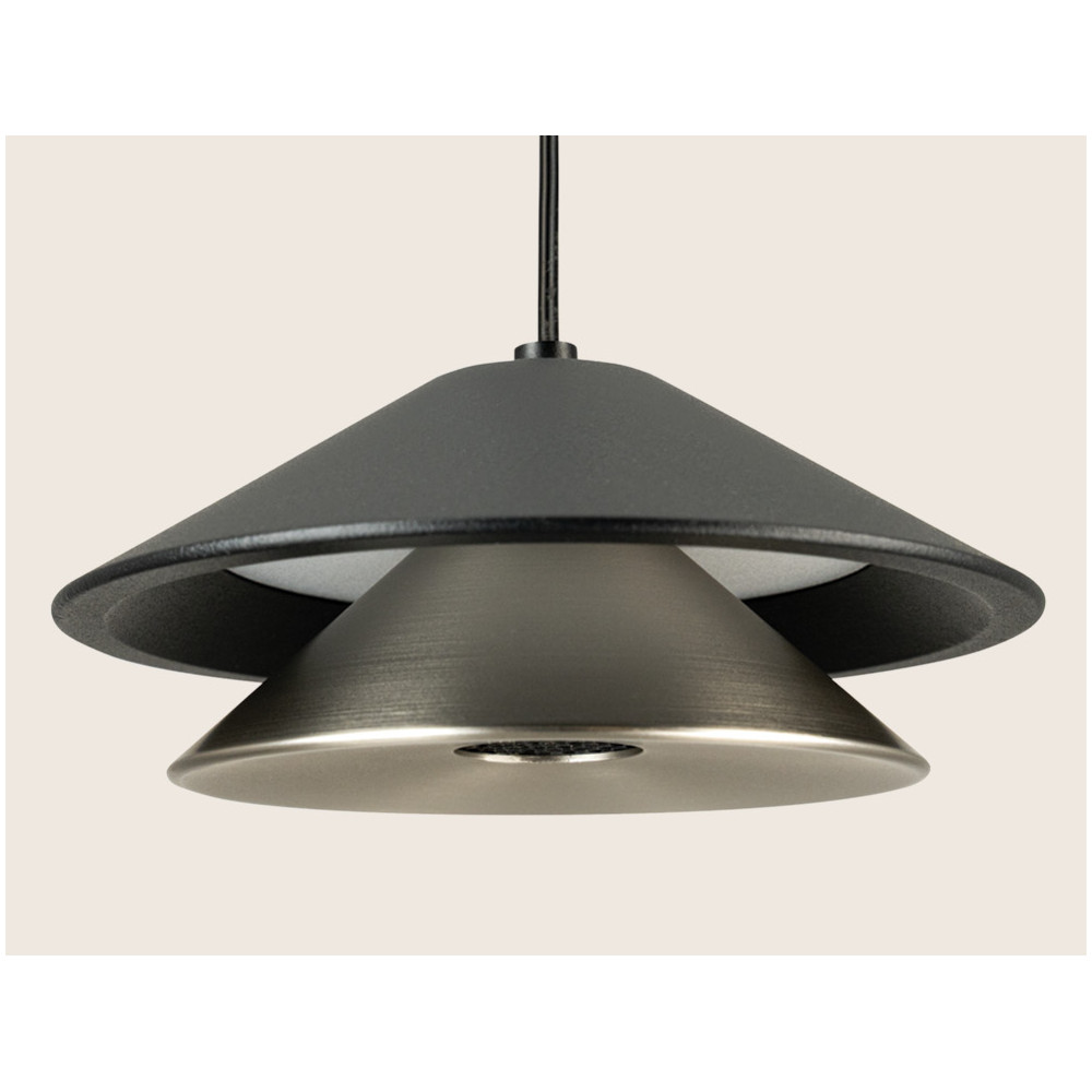 Pendant Light ZAMBELIS D130 9W DESIGN Sanded Black and Brushed Aluminium 25348