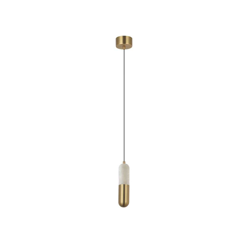 Hanglamp ZAMBELIS D50 7W Dimbaar DESIGN Albast Wit en Messing 2545