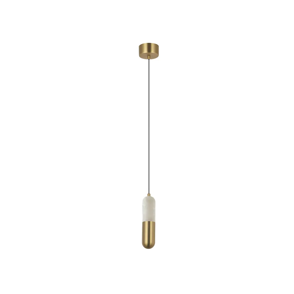 Pendelleuchte ZAMBELIS D50 7W Dimmbar DESIGN Alabaster Weiß und Messing 2545