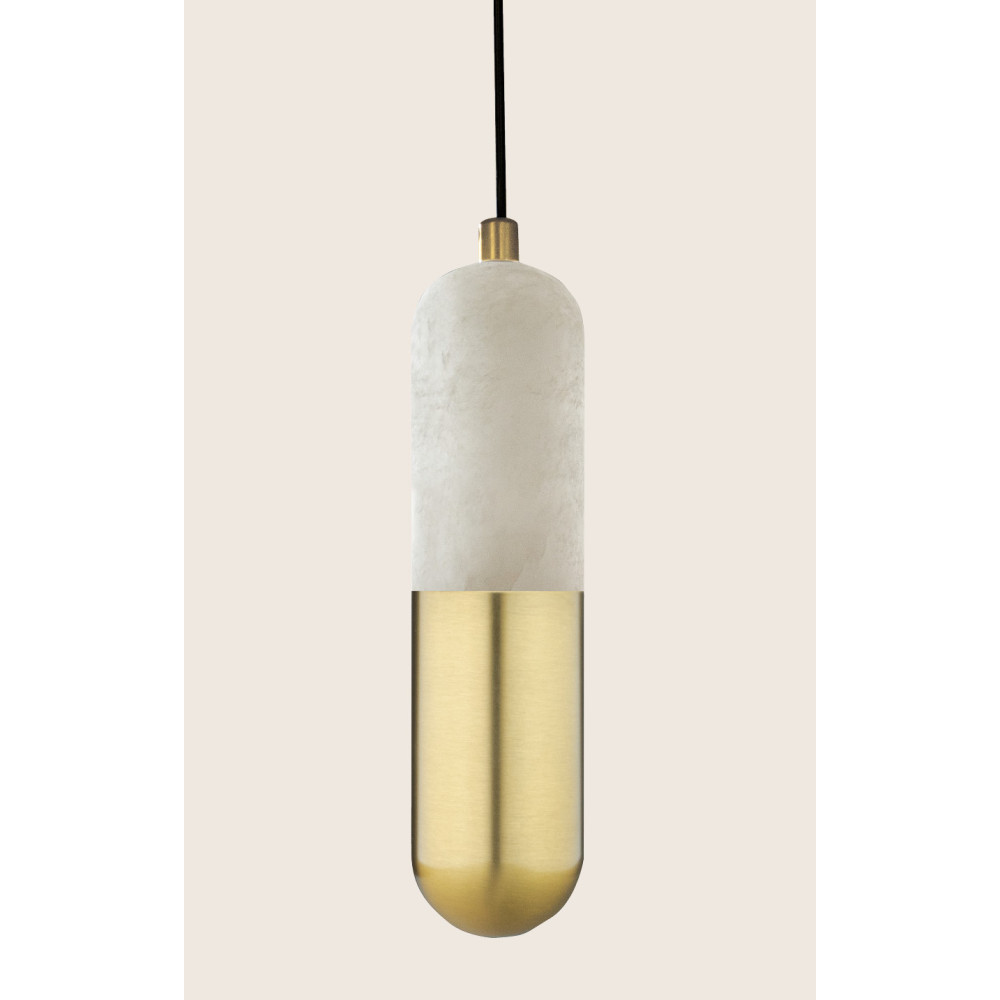 Pendelleuchte ZAMBELIS D50 7W Dimmbar DESIGN Alabaster Weiß und Messing 2545