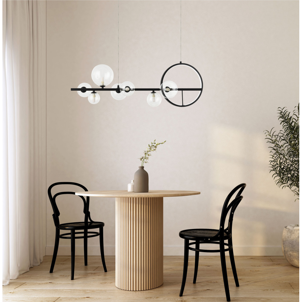 Suspension ZAMBELIS 14W + 7xG9 DESIGN Noir Sablé Sans Source 22063