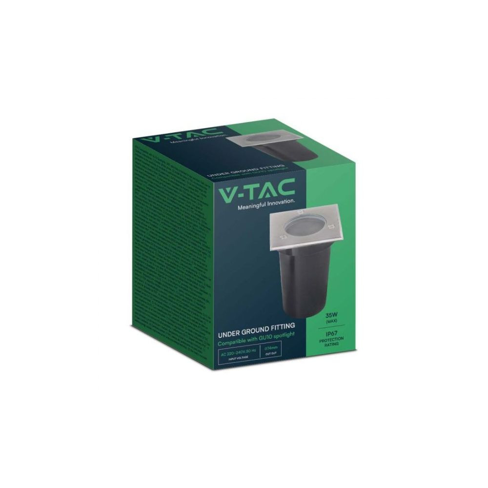 Inbouw Buitenvloerlamp V-TAC GU10 IP65 START Staal Vierkant START VT-1127