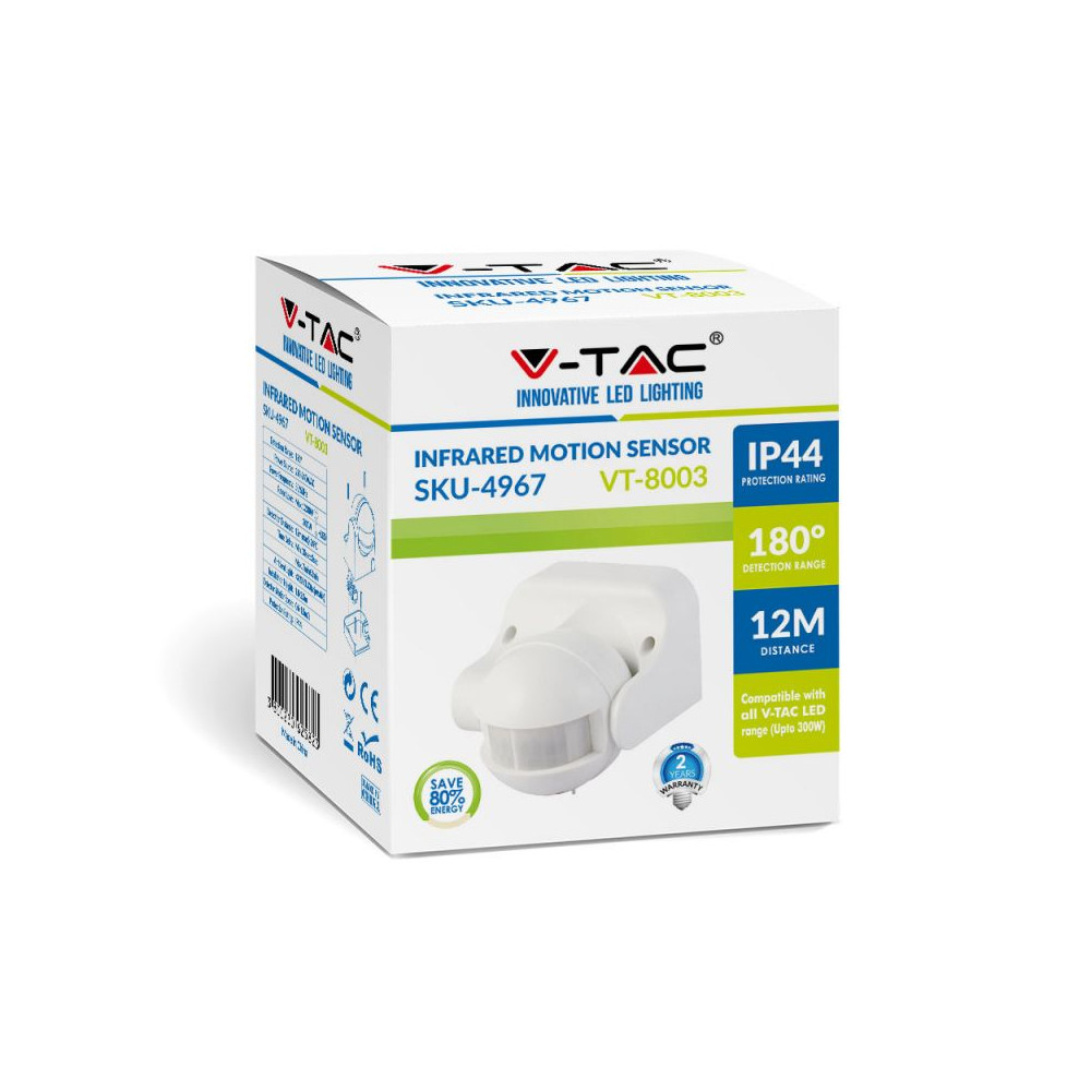 Détecteur de présence Infrarouge V-TAC Orientable START Blanc VT-8003