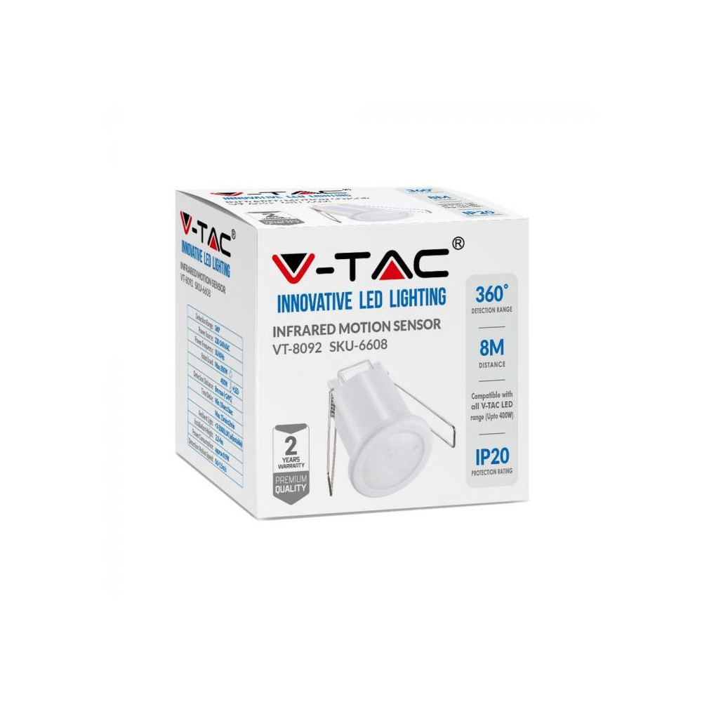 INBOUW INFRAROOD AANWEZIGHEIDSDETECTOR WIT V-TAC VT-8092