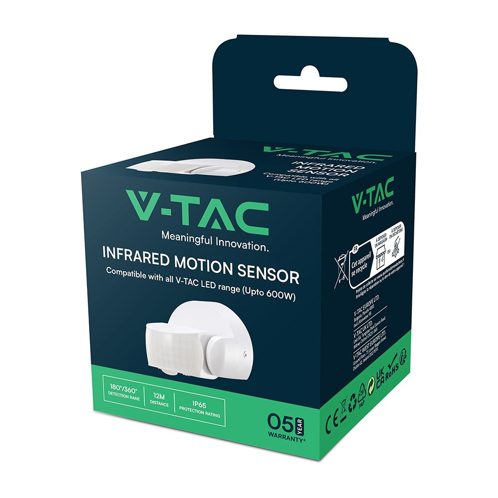 Détecteur de présence Infrarouge V-TAC Orientable IP65 START Blanc VT-8093