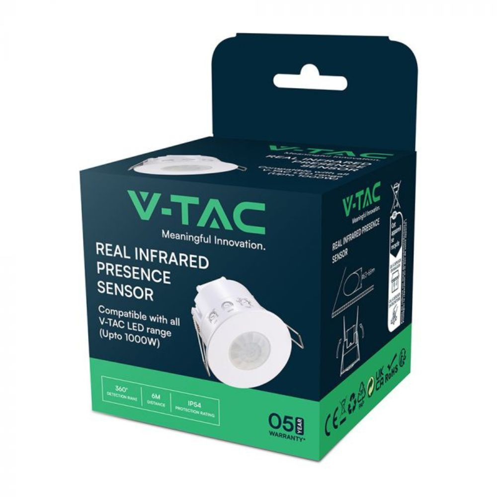 Infrarood aanwezigheidssensor V-TAC Inbouw IP54 START Wit VT-81042